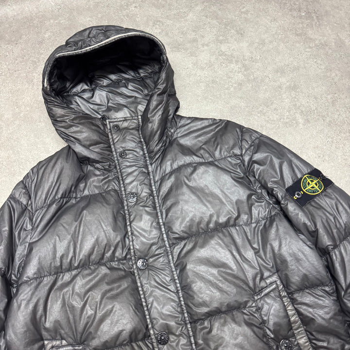 Stone Island Dark Grey Garment Dyed Down Puffer Jacket (XL)