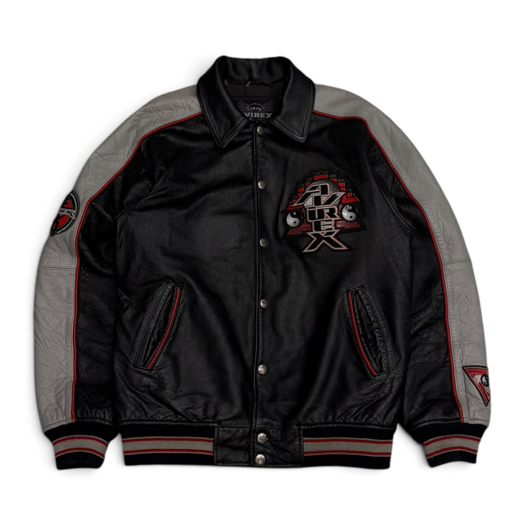 Vintage Avirex Temple Of inner Peace Leather Jacket Black (L)