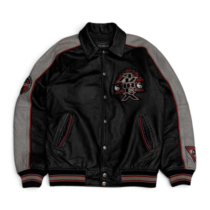 Vintage Avirex Temple Of inner Peace Leather Jacket Black (L)