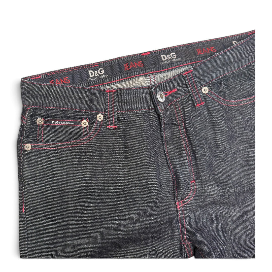 Dolce & Gabbana Straight Fit Stitch Detail Jeans Dark Blue (28)