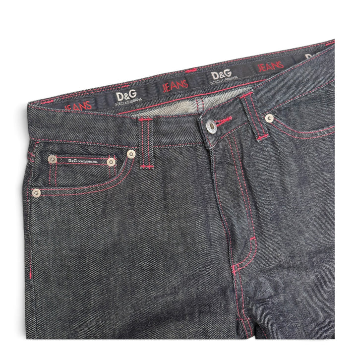 Dolce & Gabbana Straight Fit Stitch Detail Jeans Dark Blue (28)