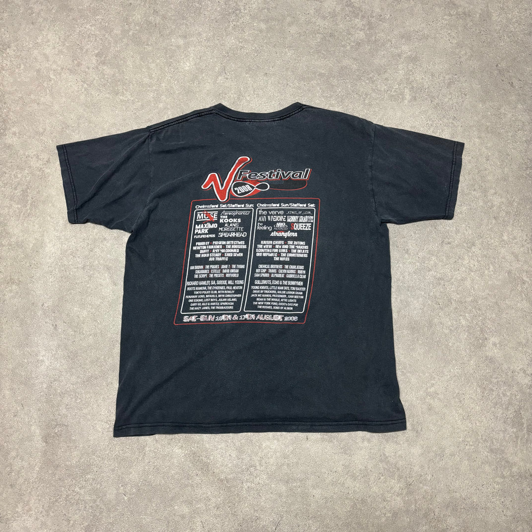 2008' Vintage V-Festival Navy Graphic T-Shirt (L)