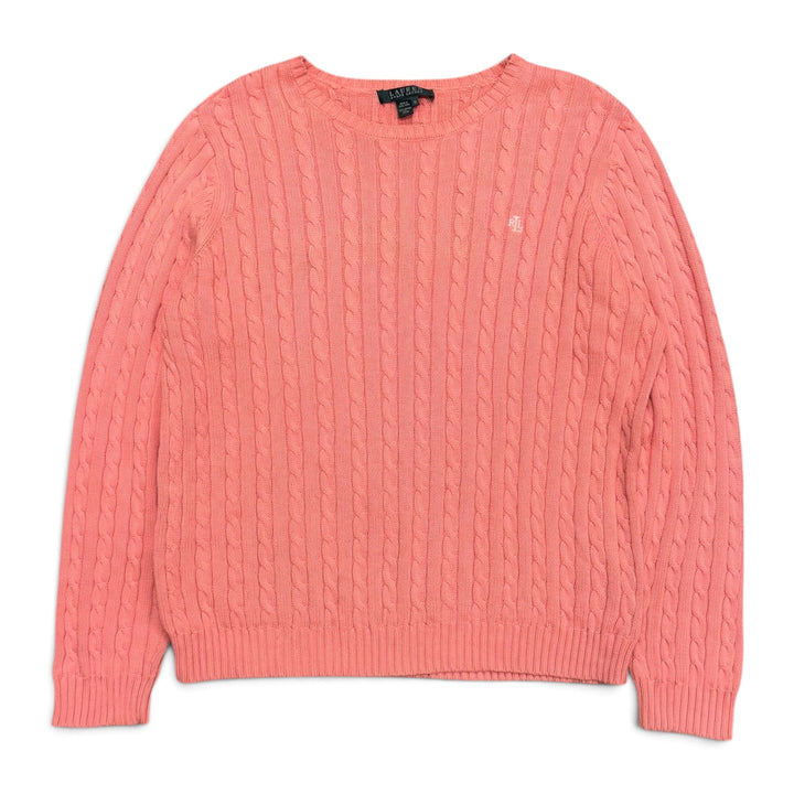 Vintage Polo Ralph Lauren Cable Knitted Pink Sweater (XL)