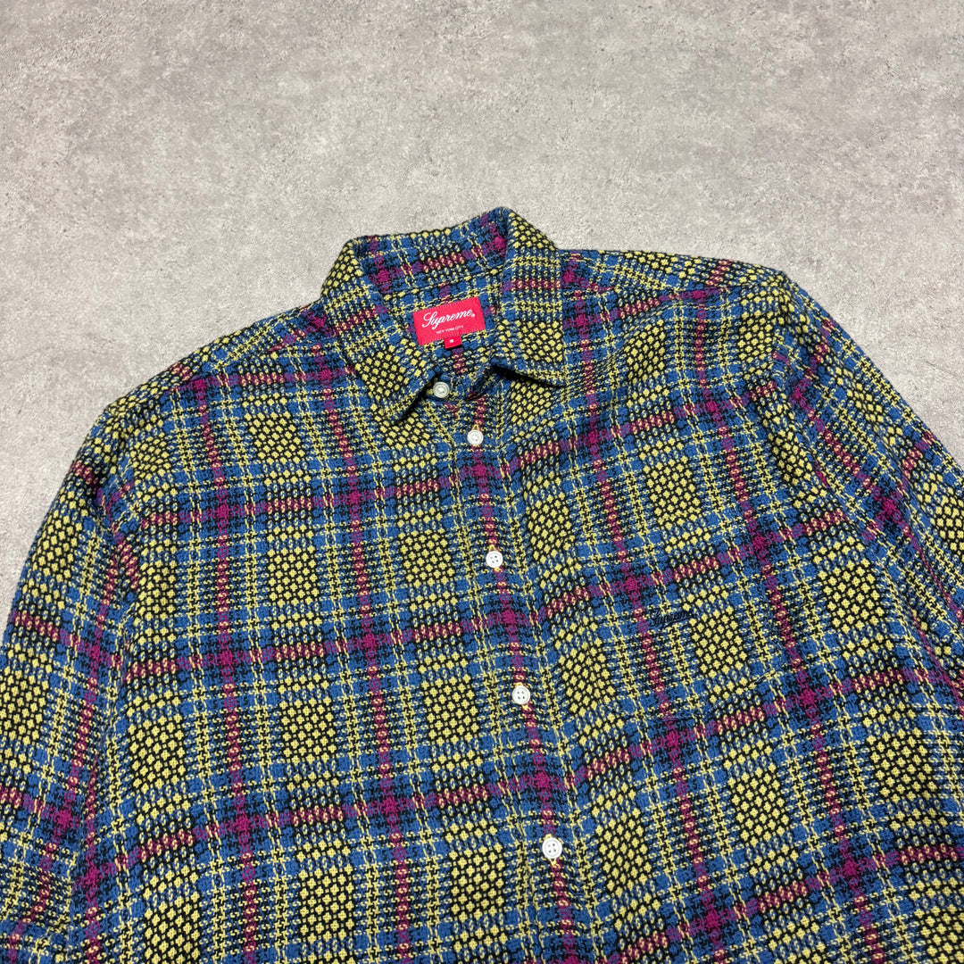 Supreme Basket Weave Plaid Shirt Yellow (S)