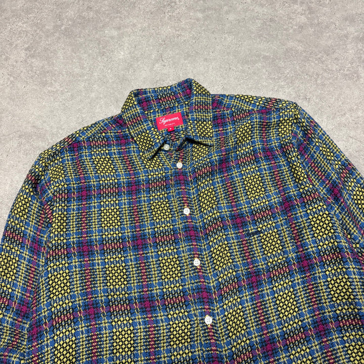 Supreme Basket Weave Plaid Shirt Yellow (S)