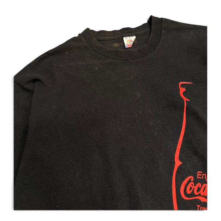 90's Vintage Coca-Cola Black Graphic T-shirt (XL)