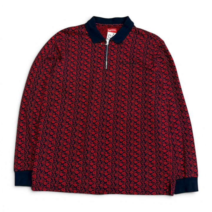Supreme Floral Quarter Zip Long Sleeve Top Navy (L)
