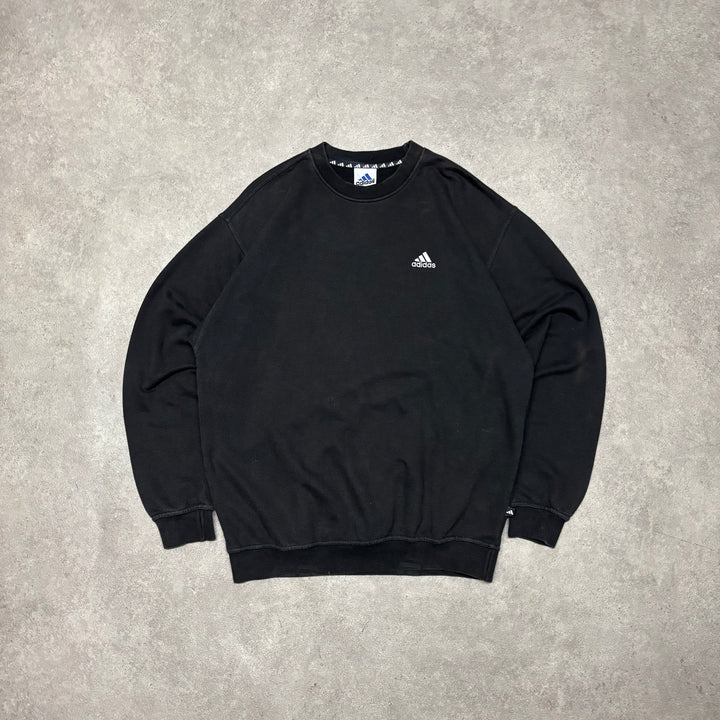 90's Vintage Adidas Small Logo Black Sweatshirt (M)