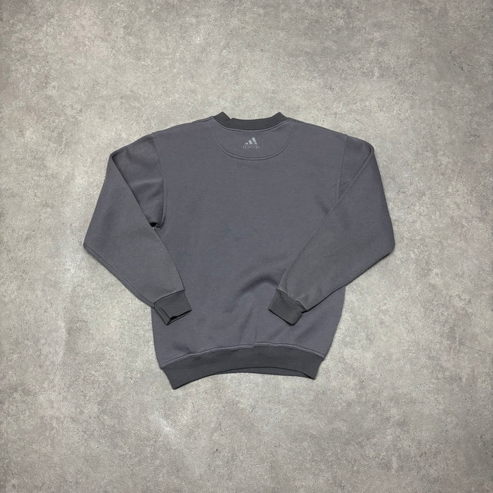 90's Vintage Adidas Grey Spell Out Sweatshirt (S)