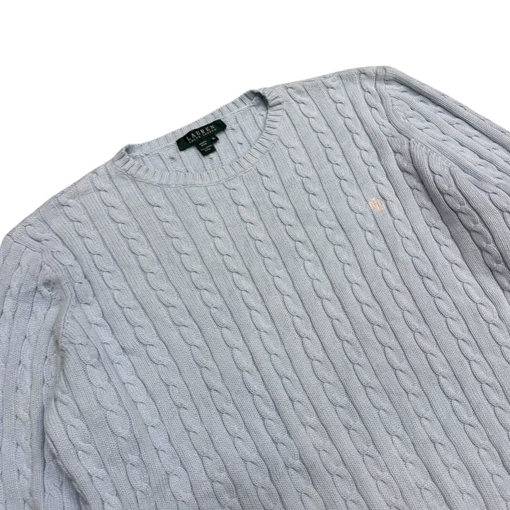 Vintage Polo Ralph Lauren Baby Blue Cable Knitted Jumper (XL)