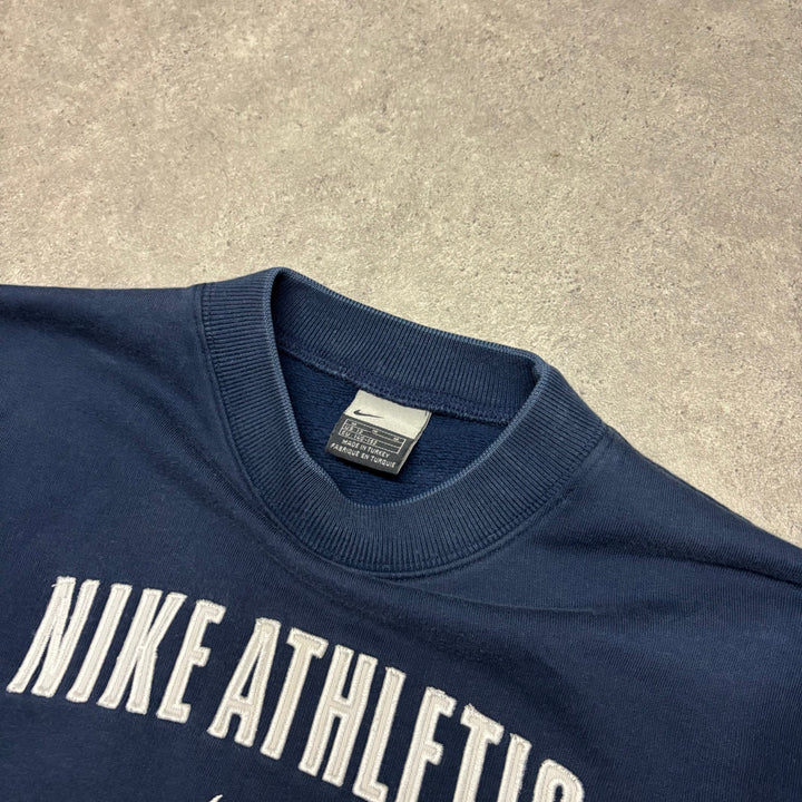 00's Vintage Nike Navy Spell Out Sweatshirt (Women's M)
