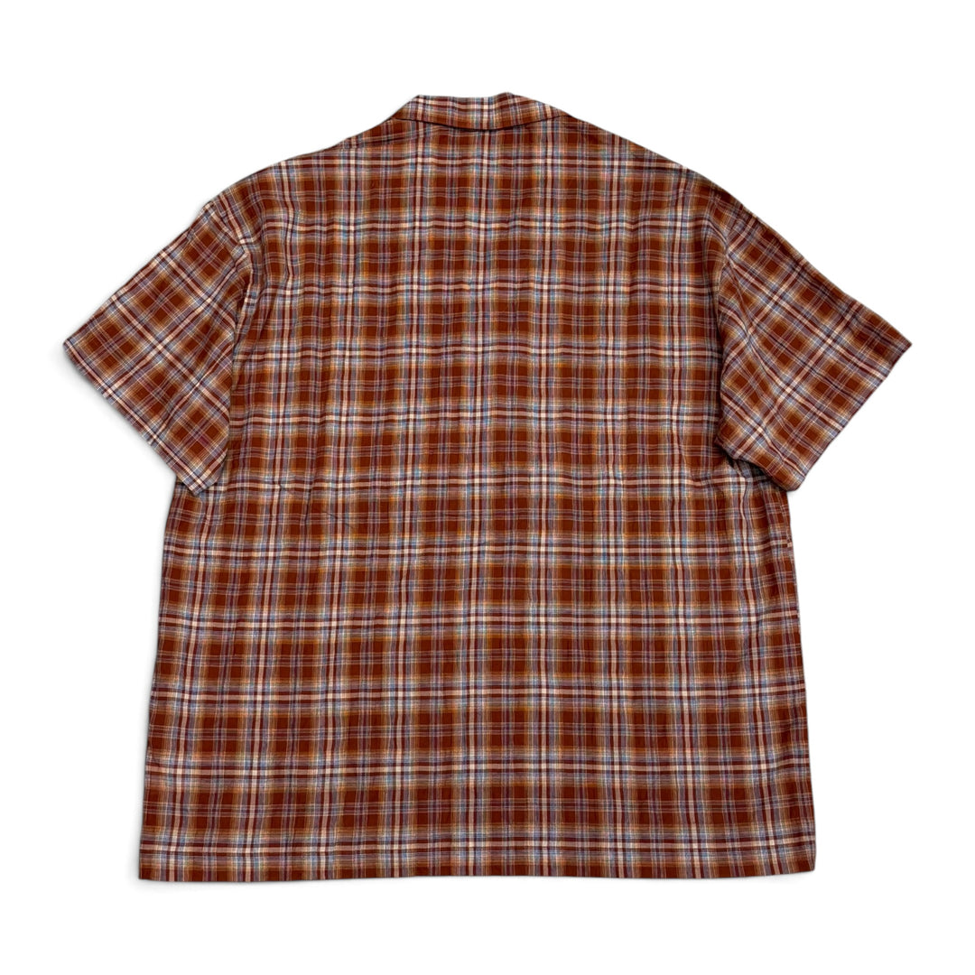 Bott checkered burnt orange short sleeve shirt (L)
