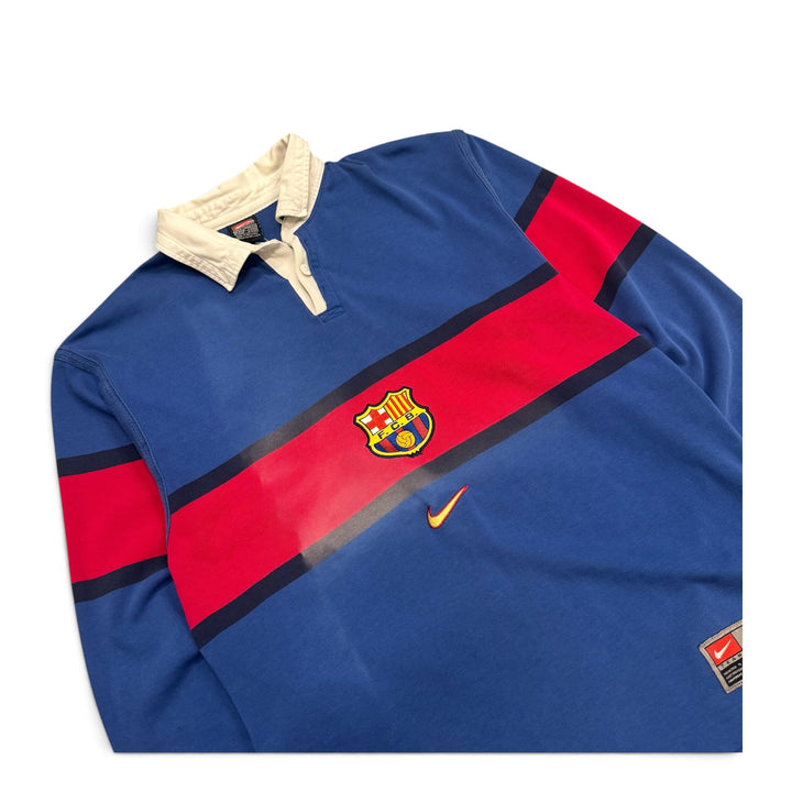 90's Vintage Nike Barcelona Blue & Red Rugby Polo Shirt (S)
