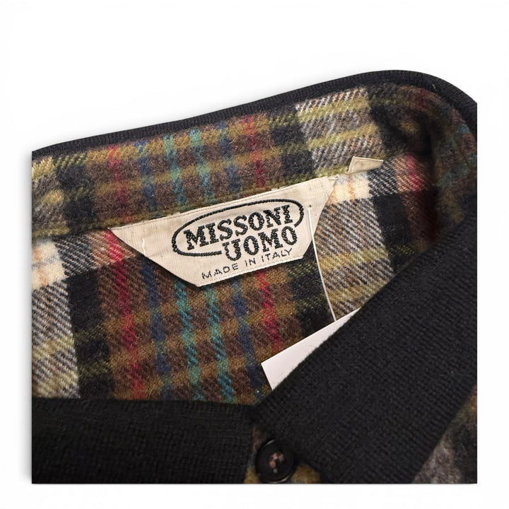 Vintage Missoni Button Up Checked Flannel  Shirts Black (L)