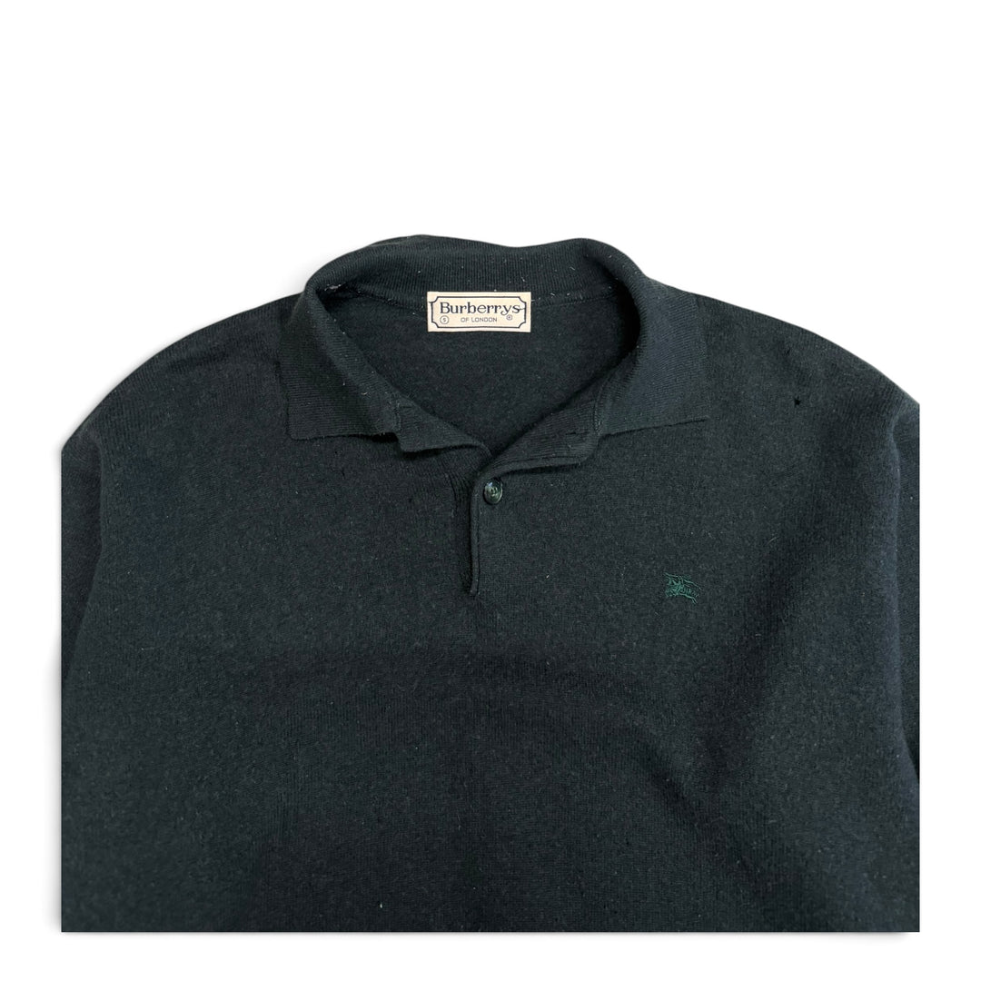 Vintage Burberry Collared Knit jumper Green (M)