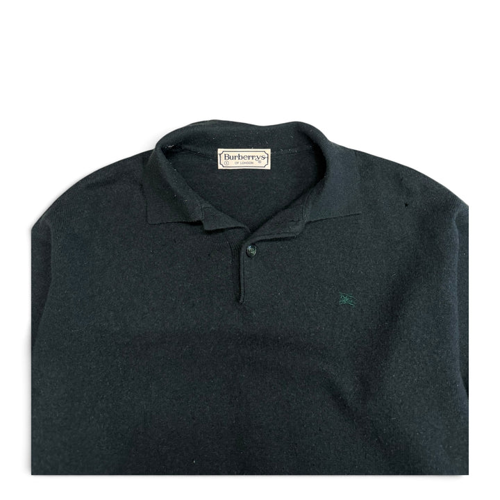 Vintage Burberry Collared Knit jumper Green (M)