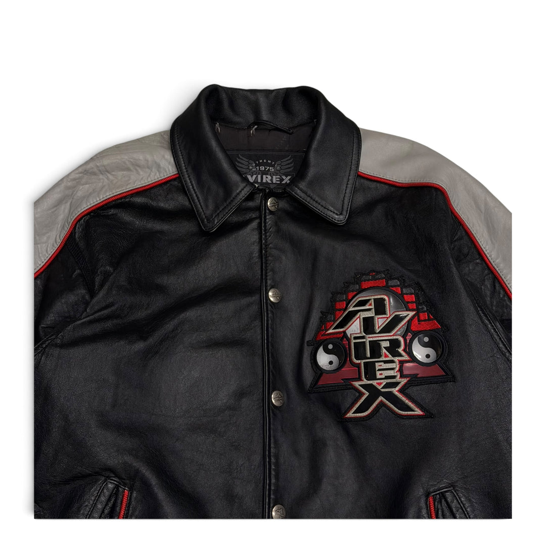 Vintage Avirex Temple Of inner Peace Leather Jacket Black (L)