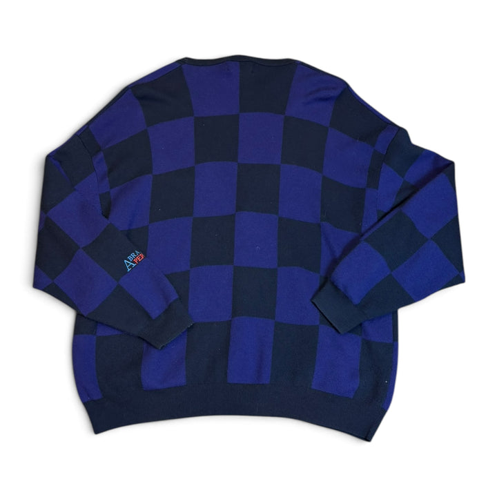 Raf Simons x Fred Perry Purple & Black Checkered Knitted Cardigan (XXL)