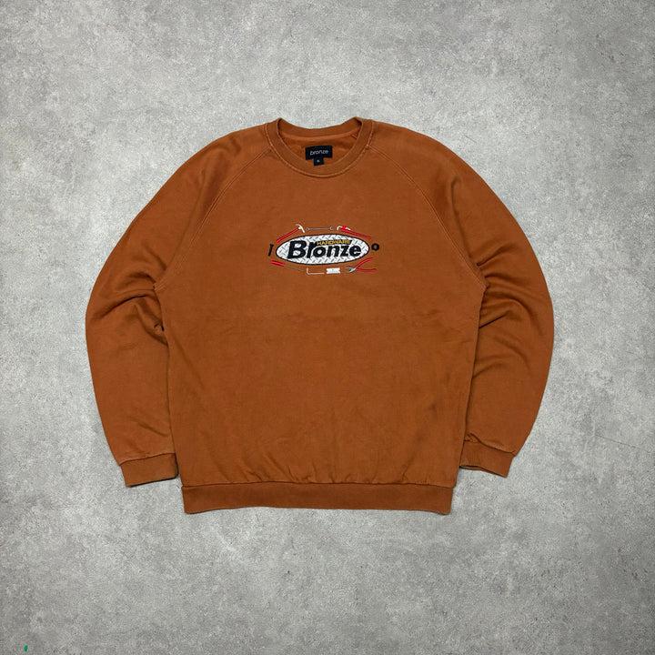 Hardware Bronze Brown Embroidered Logo Sweatshirt (XL)