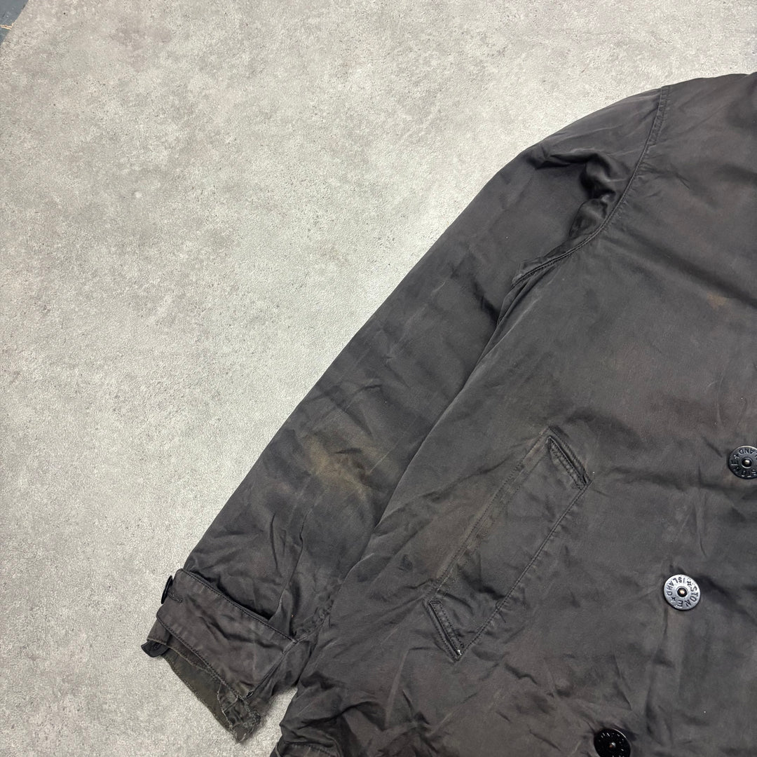 A/W 2006 Stone Island Washed Black Dual Layer Raso Gommato Jacket (L)