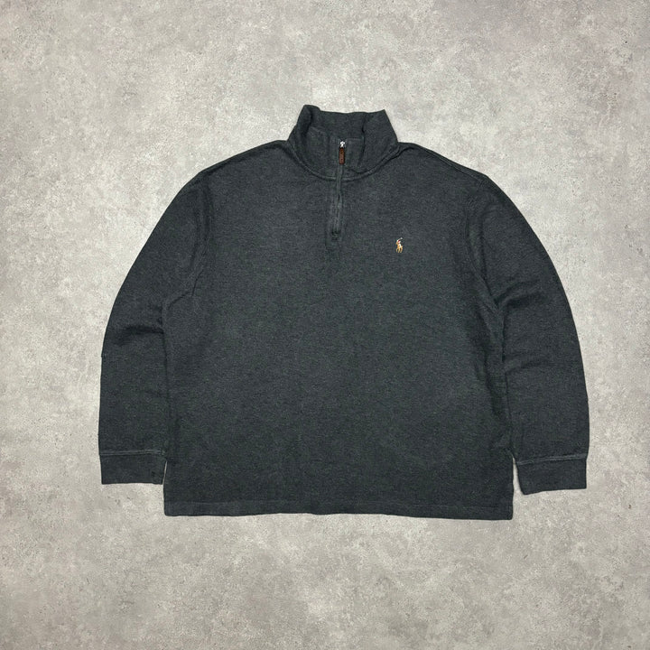 Vintage Polo Ralph Lauren Grey Quarter Zip Jumper (XL)