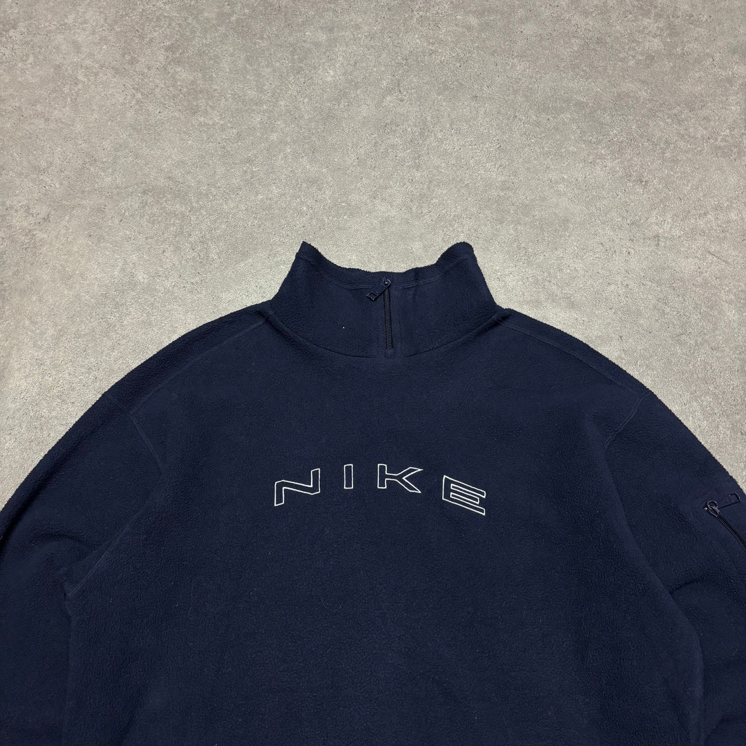 00's Vintage Nike Navy Spell Out Fleece (L)