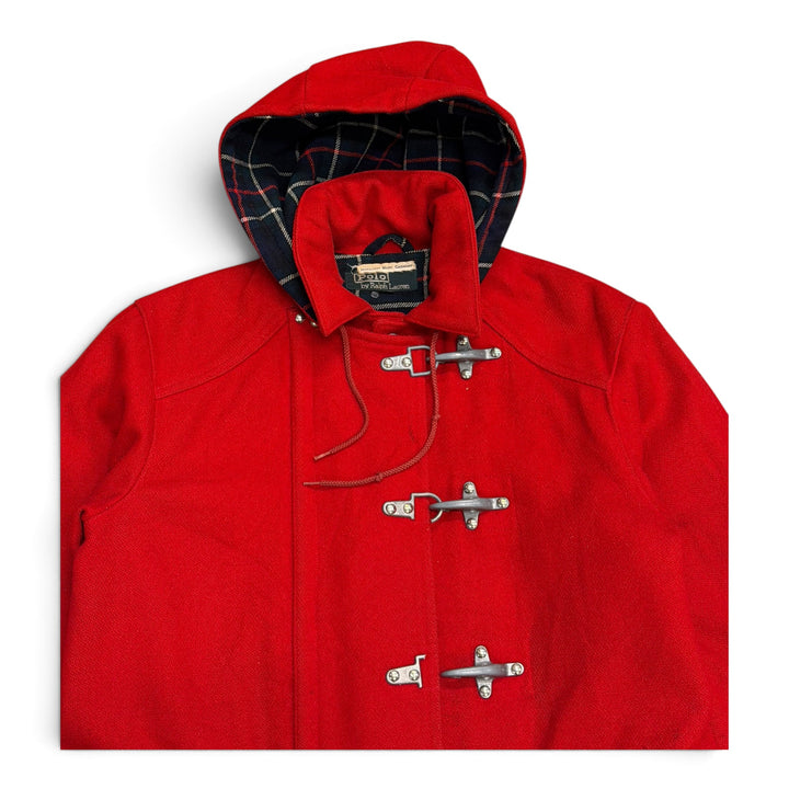 Vintage Polo Ralph Lauren Fireman Clasp Hooded Jacket Red (L)