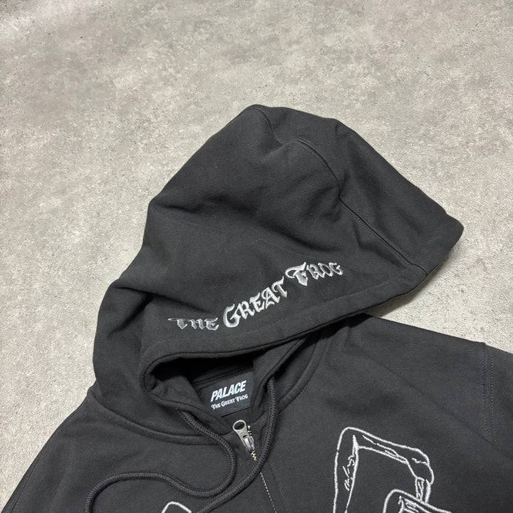 Palace x The Great Fog Black Embroidered Full Zip Hoodie (M)