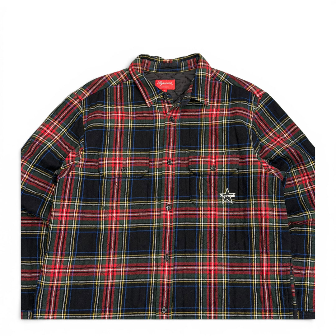 Supreme Red Quilted Checkered Flannel Jacket (M)