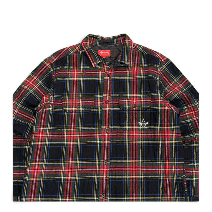 Supreme Red Quilted Checkered Flannel Jacket (M)