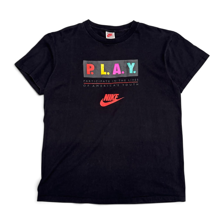 80's Vintage Nike Black P.L.A.Y. Graphic T-Shirt (L)