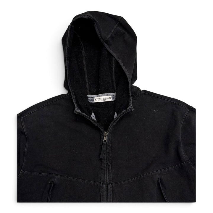 Vintage Stone Island Full Zip Up Hoodie Black (XXL)