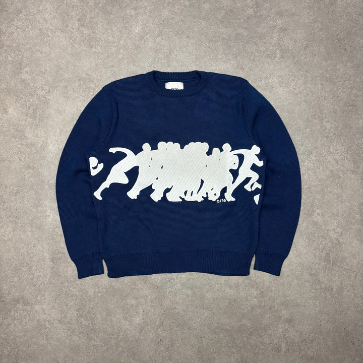 Arte Kris Multi Runner Blue Heavy Knitted Sweater (M)