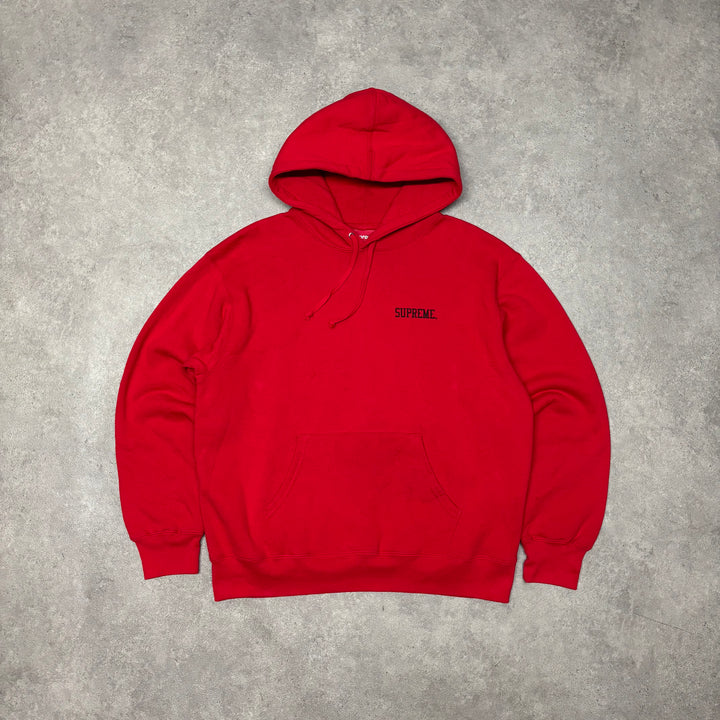 Supreme Red Anarchy Coin Back Graphic Pullover Hoodie (M)