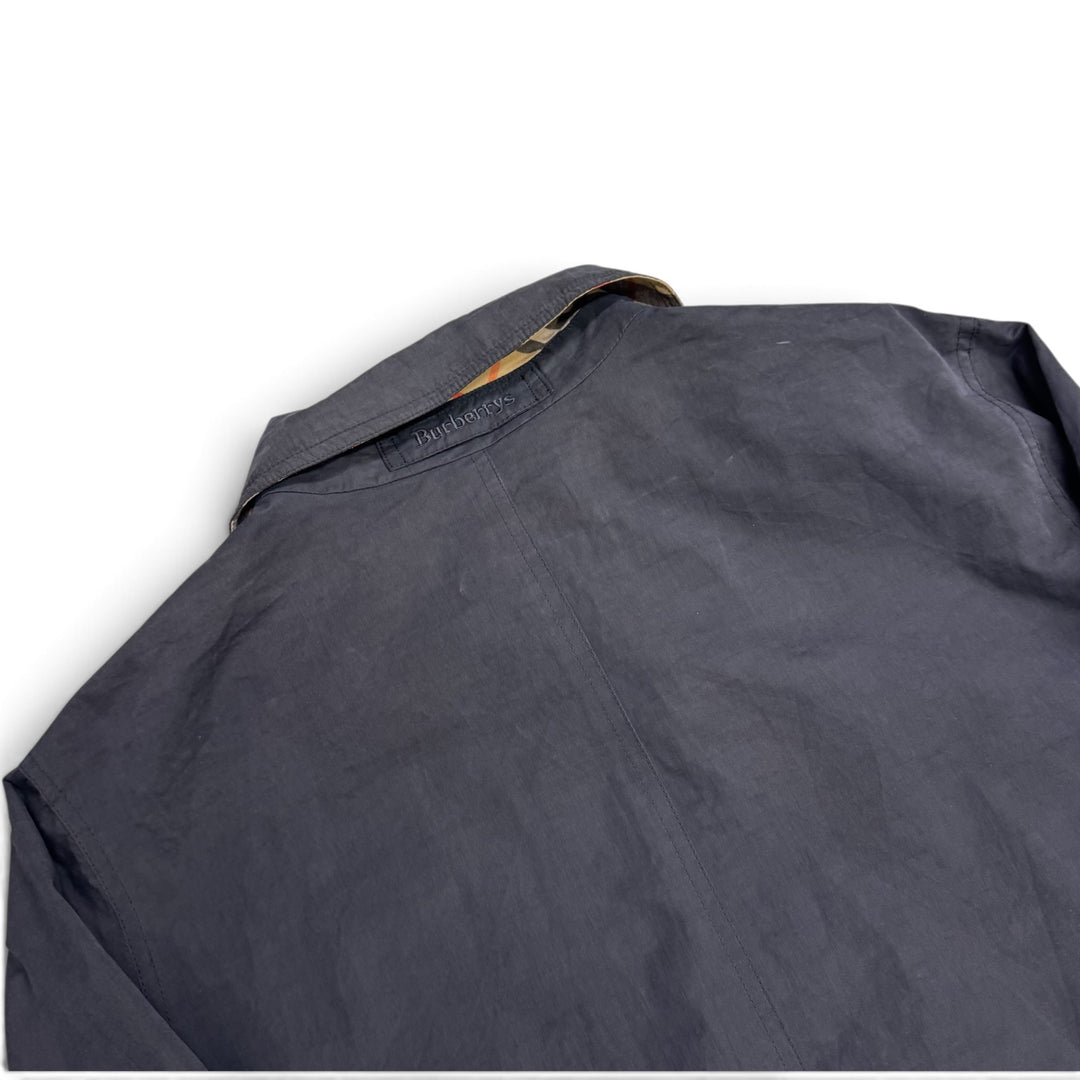 Vintage Burberry Navy Long Lightweight Over Coat (L)