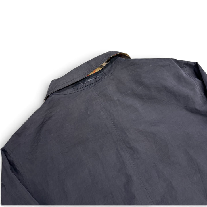 Vintage Burberry Navy Long Lightweight Over Coat (L)