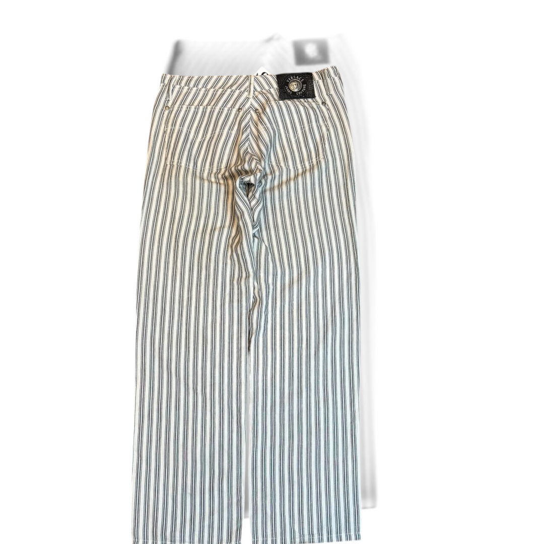 Vintage Versace Jeans Couture Low Waisted Stripy White Trousers (30)