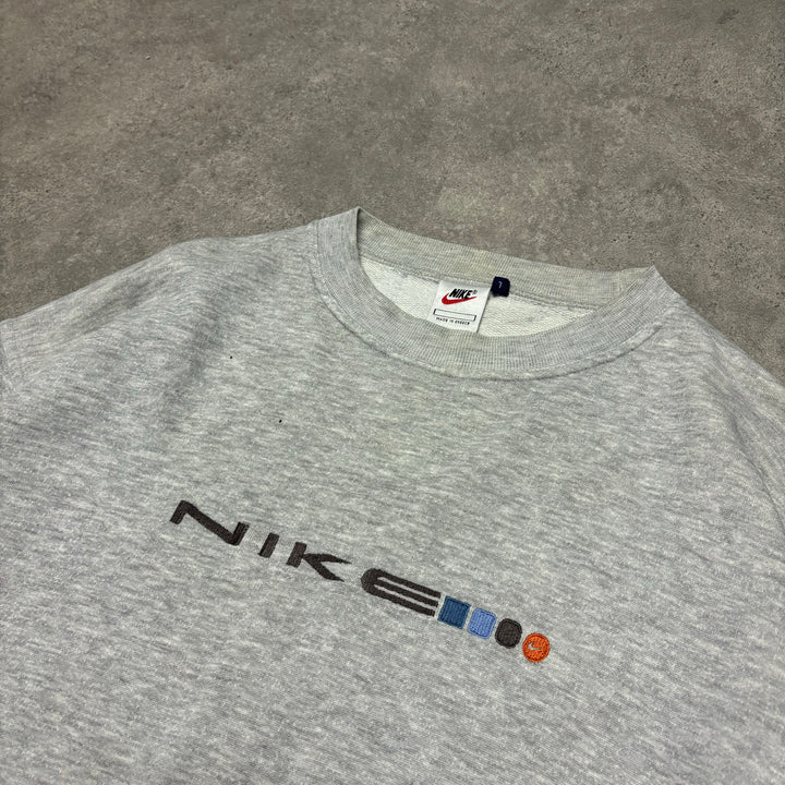 90's Vintage Nike Grey Spell Out Sweatshirt (L)