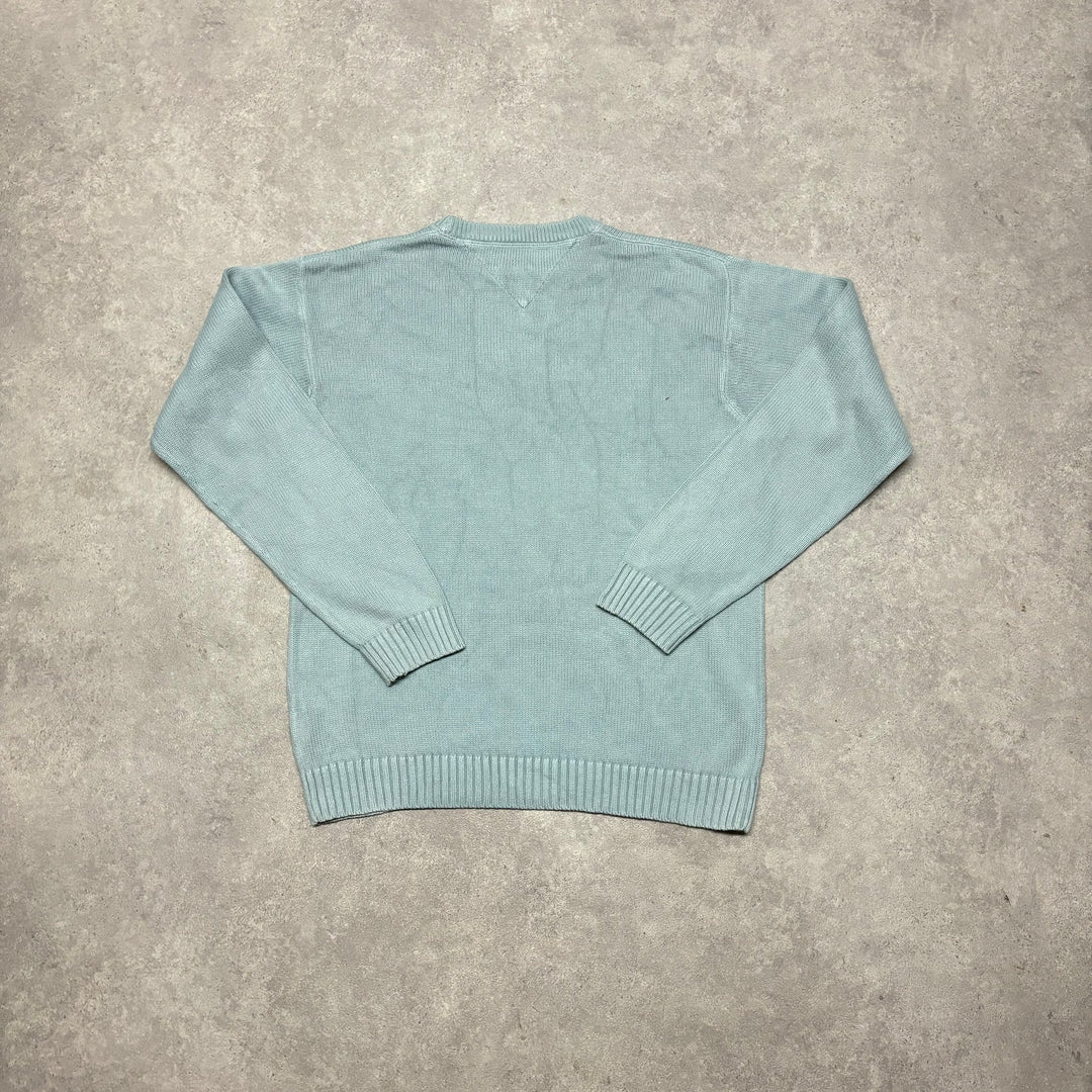 Vintage Tommy Hilfiger Light Blue Heavy Knitted Sweater (XL)