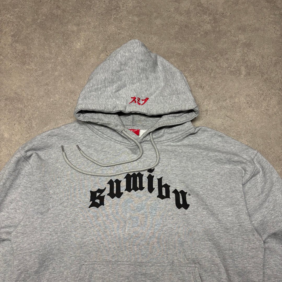Sumibu Grey Spell Out Pullover Hoodie (L)