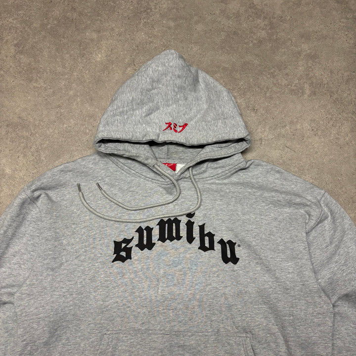 Sumibu Grey Spell Out Pullover Hoodie (L)