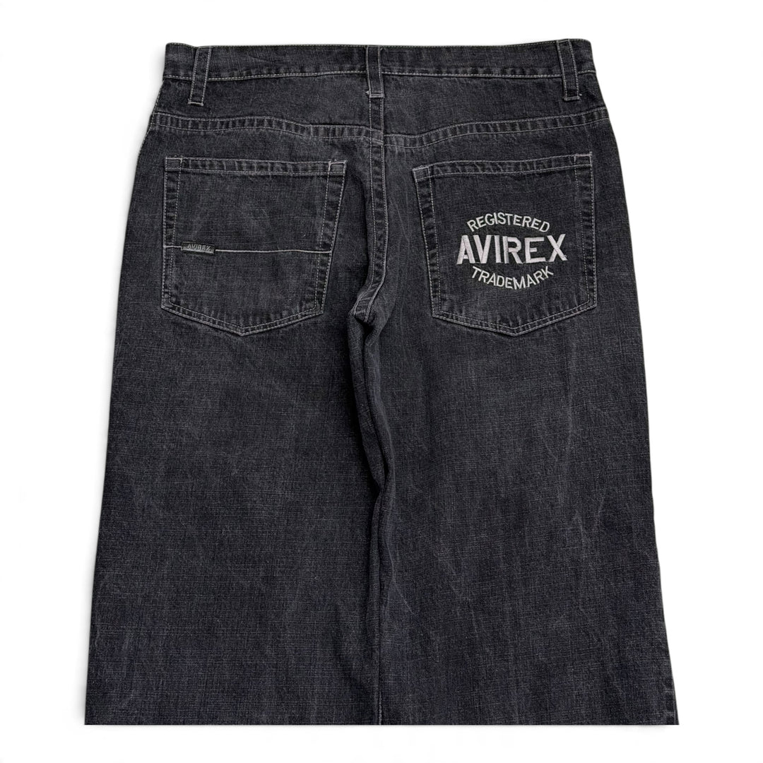 Vintage Avirex Black Denim Baggy Trousers (38)