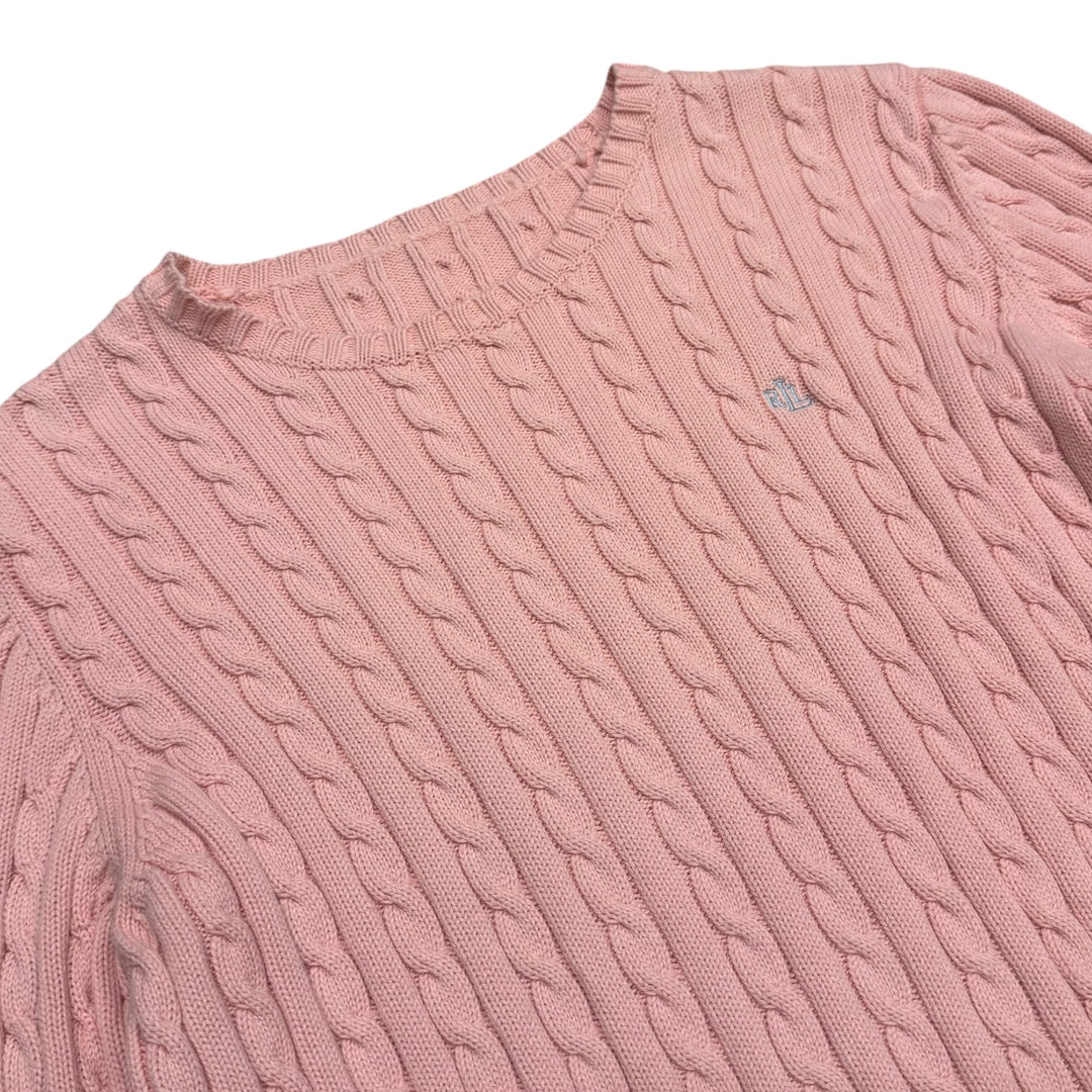 Vintage Polo Ralph Lauren Cable Knitted Pink Sweater (M)