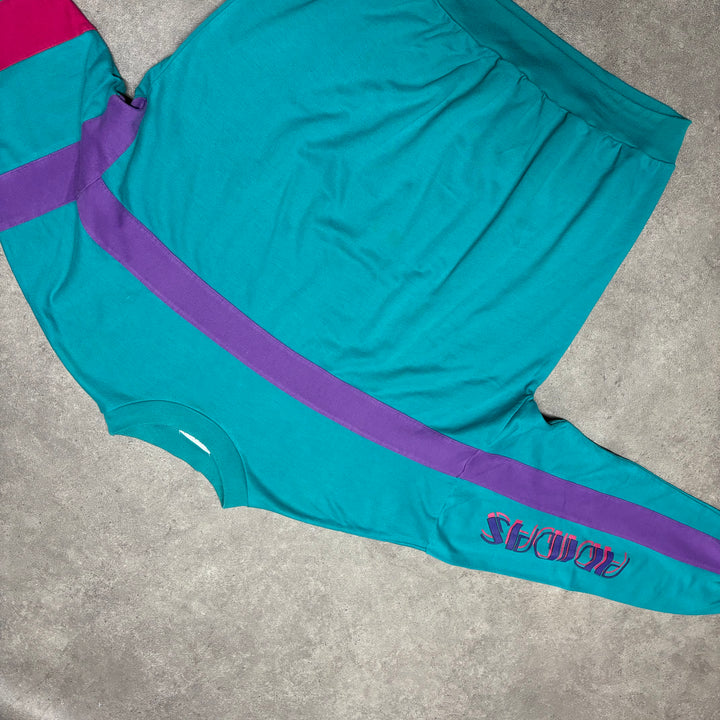 80's Vintage Adidas Teal & Purple Full Tracksuit Set (XL)