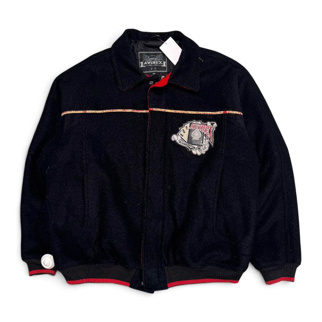 Vintage Avirex Black Fleece King Casino Bomber Jacket (XXL)