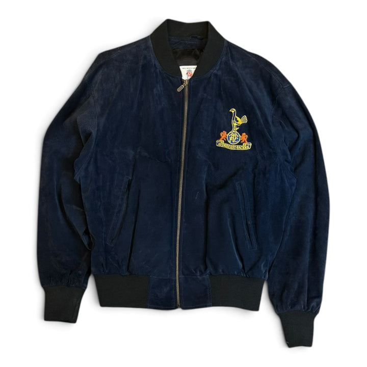 Vintage Player Tottenham Hotspur Navy Suede Leather Bomber Jacket (L)