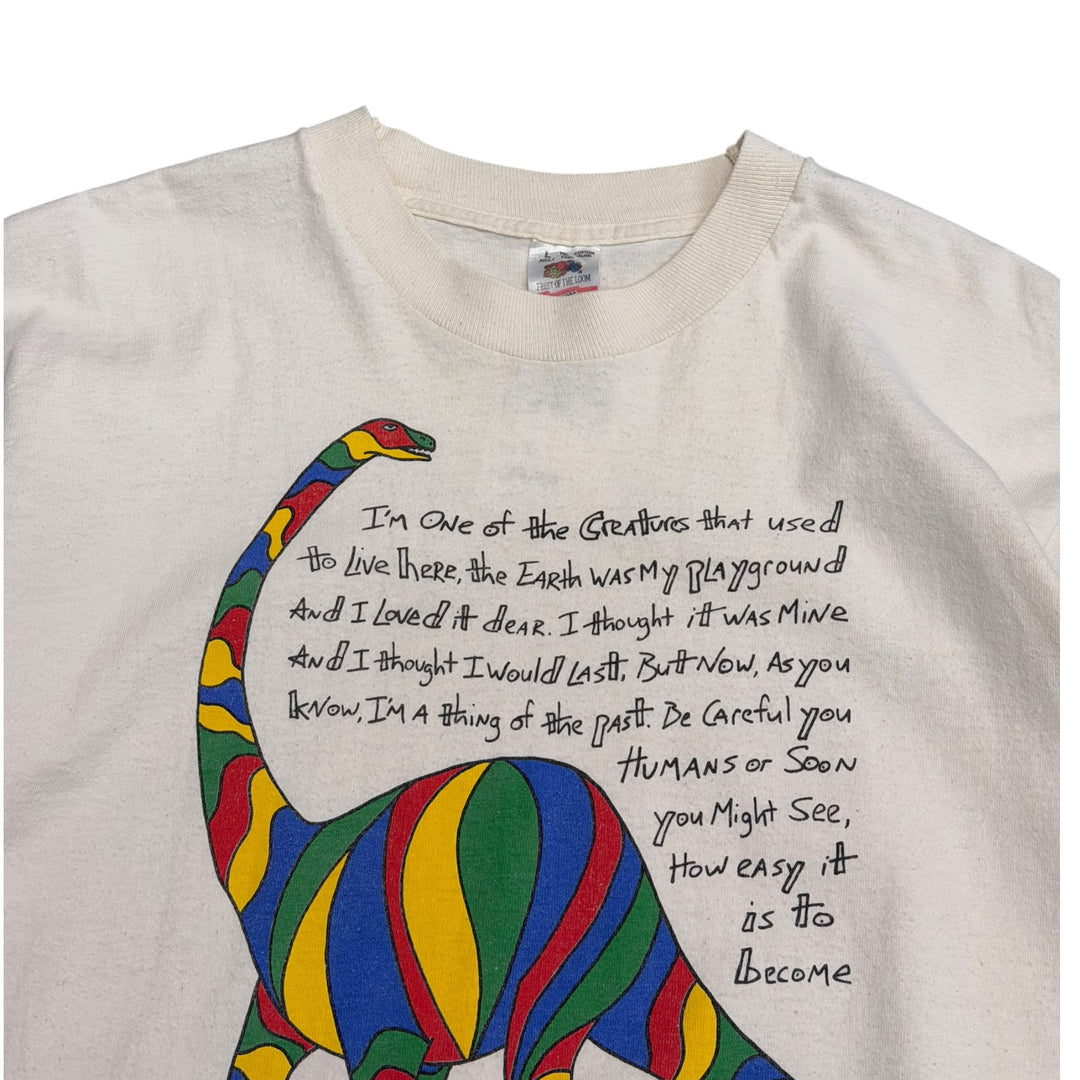 Vintage Single Stitch History Graphic T shirt White (L)