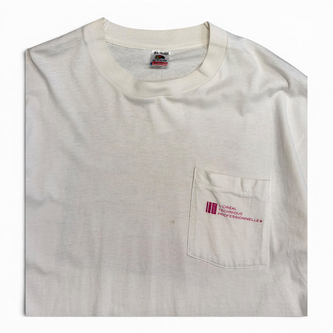 90's Vintage L'oreal White Graphic T-Shirt (XL)