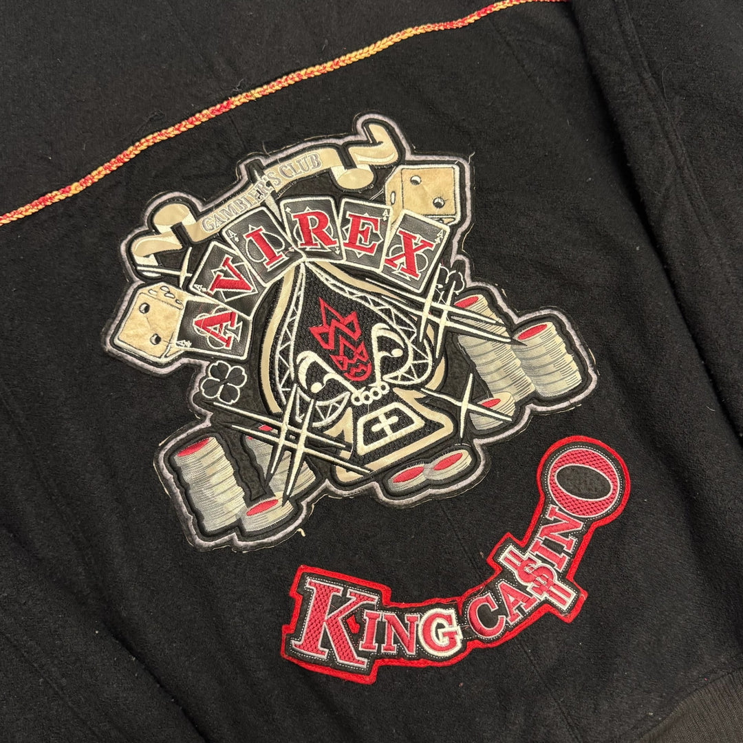 Vintage Avirex Black Fleece King Casino Bomber Jacket (XXL)