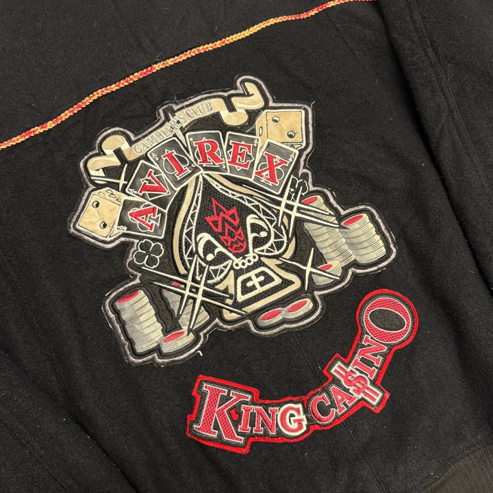 Vintage Avirex Black Fleece King Casino Bomber Jacket (XXL)